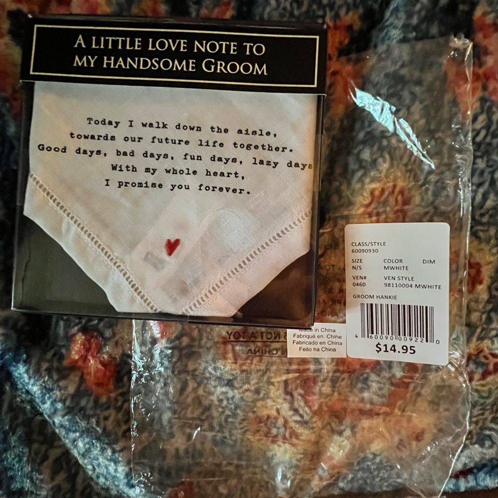 Embroidered Handkerchief Groom Gift